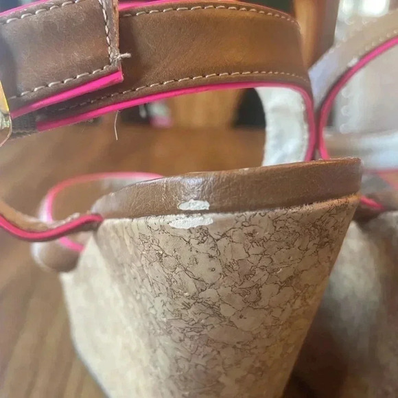 Just Fab cork wedges pink and tan Size 9 GUC! Bin A - Picture 7 of 9